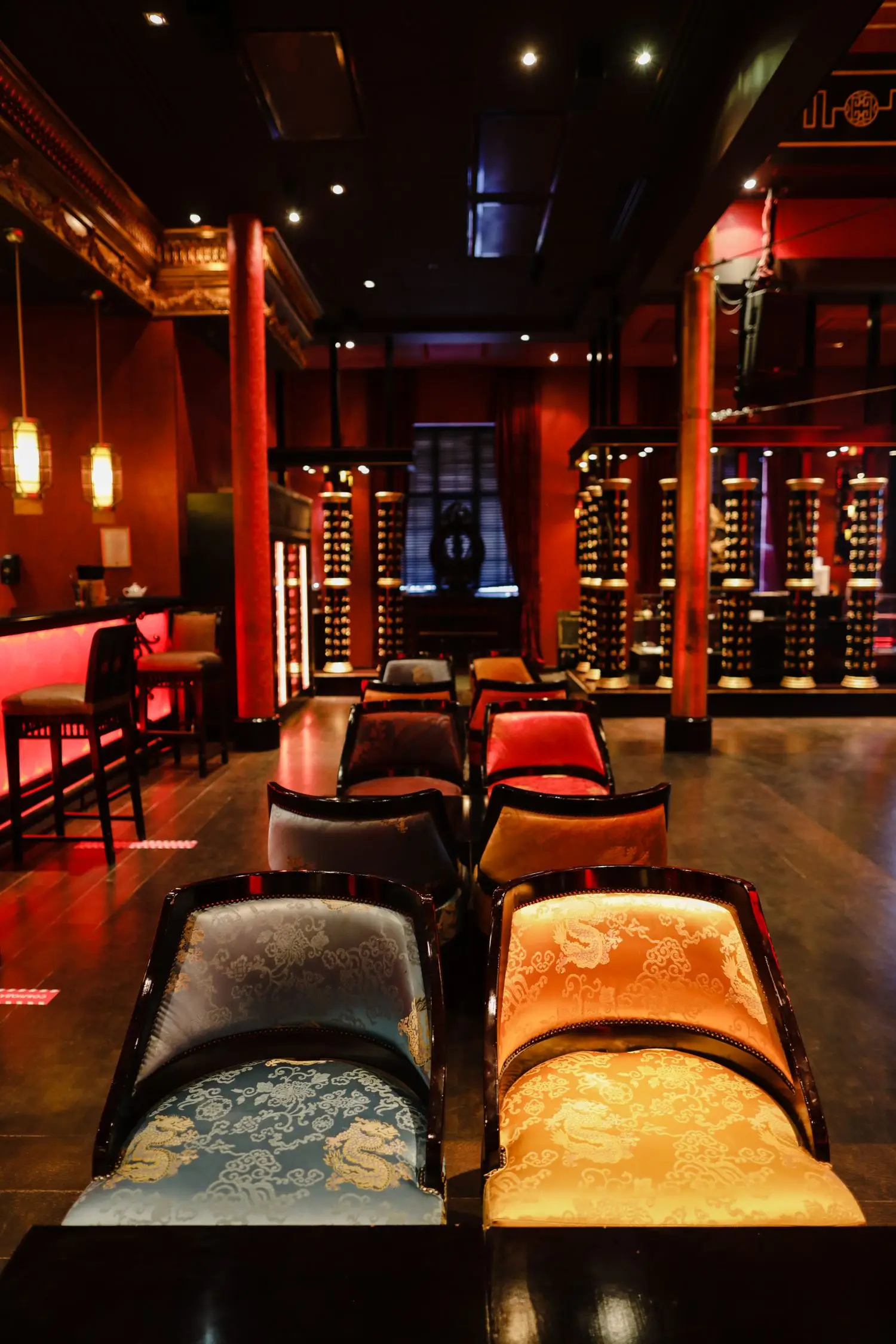 Dark, elegant interior details with warm lighting